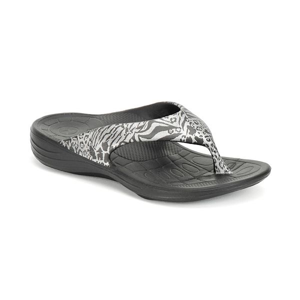 Aetrex Women's Maui Flip Flops Black Sandals UK 0894-568